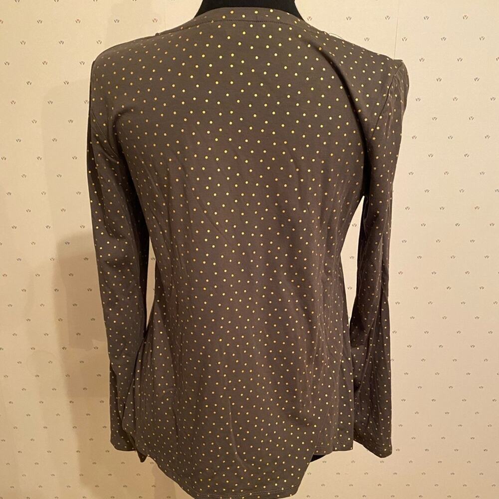 BODEN Olive Green & Gold Polka Dot SABRINA Swing A-Line Long Sleeve Tee Top Sm - Picture 3 of 3